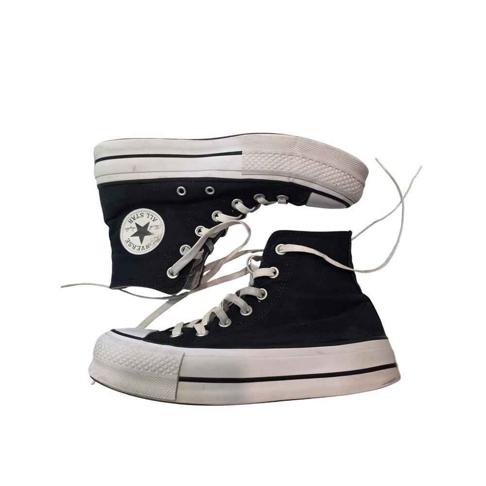 Converse Black High Top Platform Sneakers with White Soles
